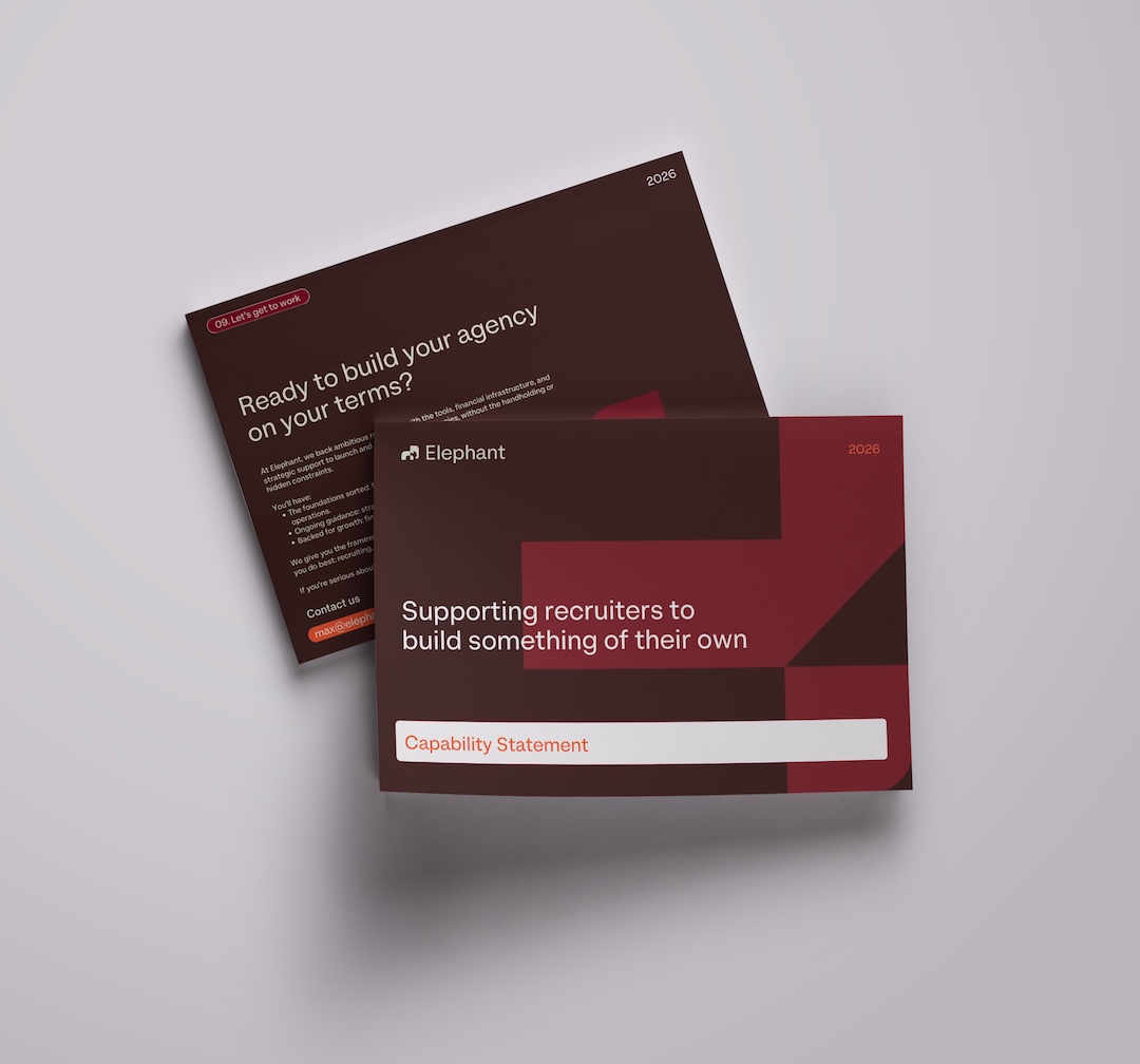 Elephant recruitment capability statement brochure mockup